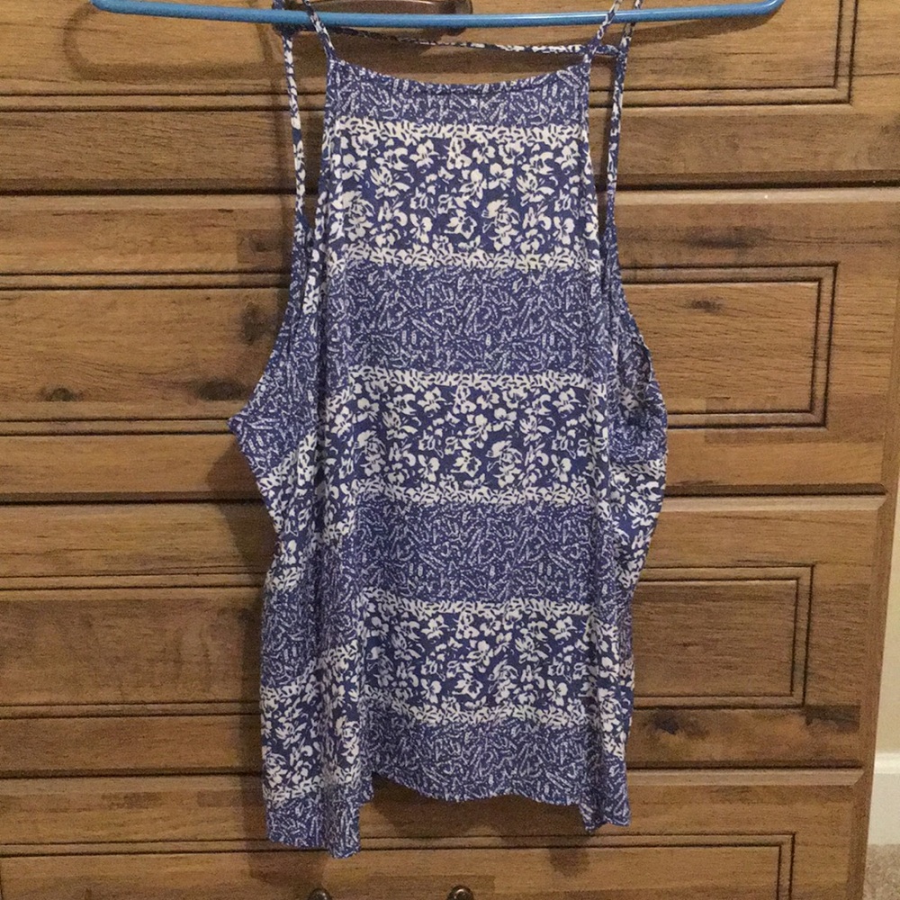 Blue Floral Open Back Tank